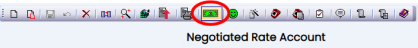 Negotiated rate account screen tool bar with Rates icon selected